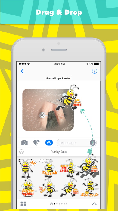 Funky Bee stickers by NestedApps Stickers Screenshot 3 - AppWisp.com