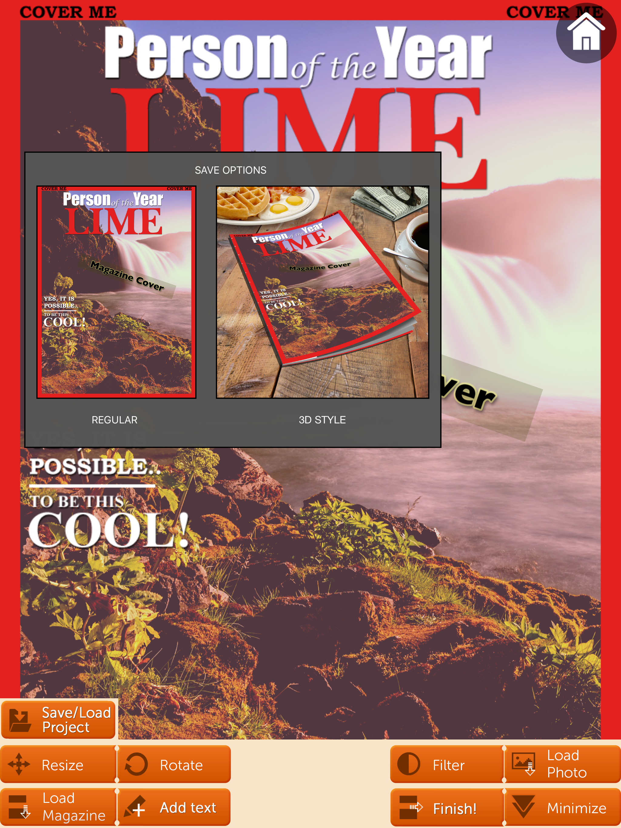 Magazine Cover - Filter, Add text style, 3D effect