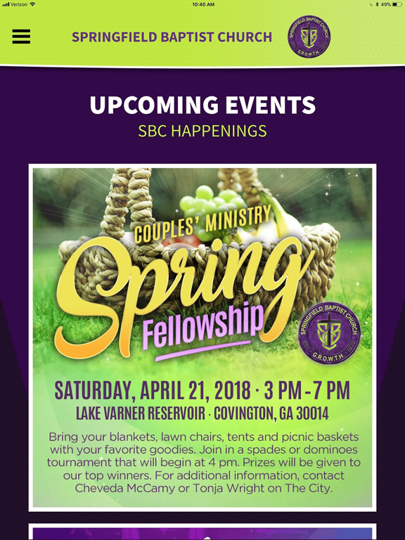 Springfield Baptist Church iPad screenshot 4 - Lifestyle app