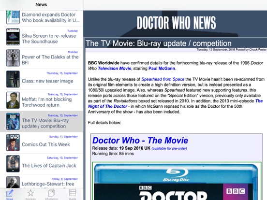 Screenshot #4 pour NITAS - Doctor Who News Matrix
