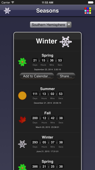 Seasons App Screenshot