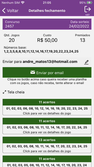 Lotofácil estatísticas Screenshot