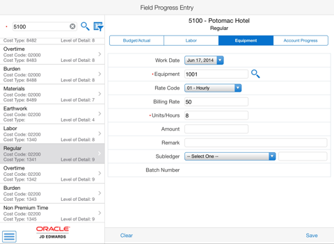 Field Progress Entry Tablet E1 screenshot 3