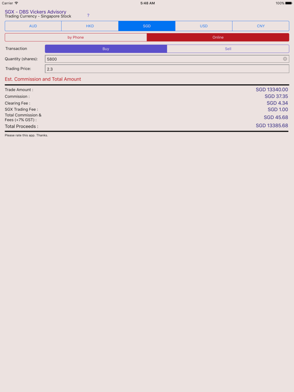 Screenshot #4 pour Commission Calculator for SGX DBS Vickers Advisory