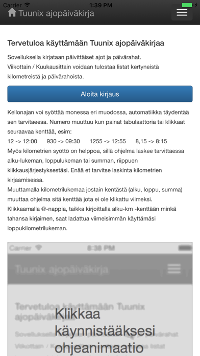 Screenshot #1 pour Tuunix Ajopäiväkirja