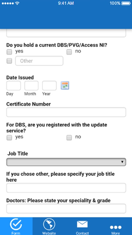 Healthcare Job Form UK