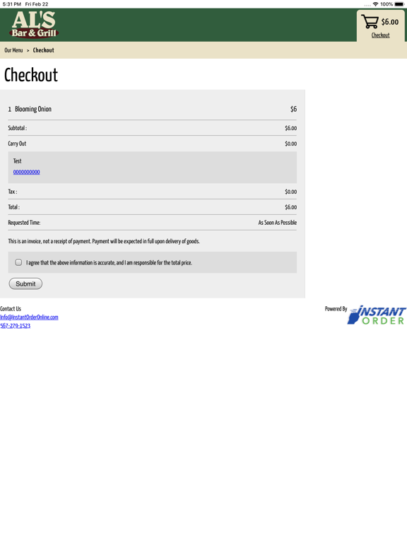 Al's Place Pizza iPad screenshot 5 - Food & Drink app