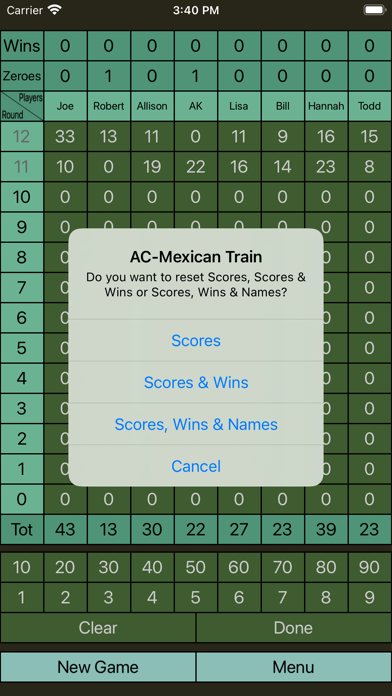 AC - Mexican Train Scorecard Screenshot