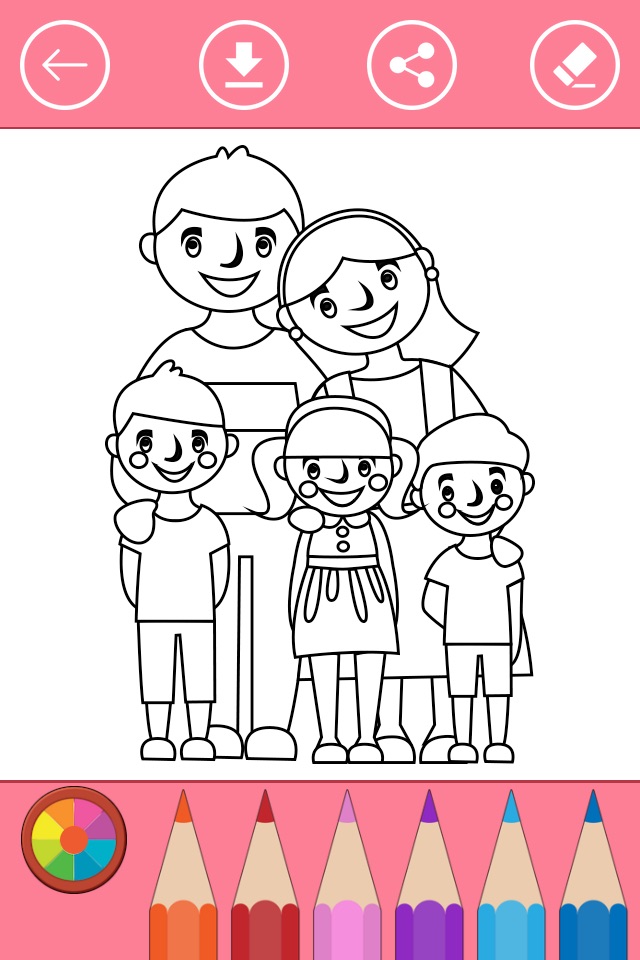 Family Coloring Book for Kids: Learn to color screenshot 2