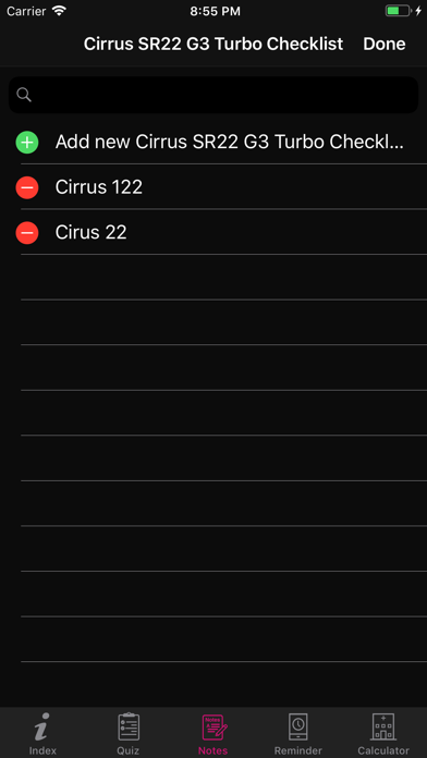 Cirrus SR22 G3 Turbo Checklist screenshot