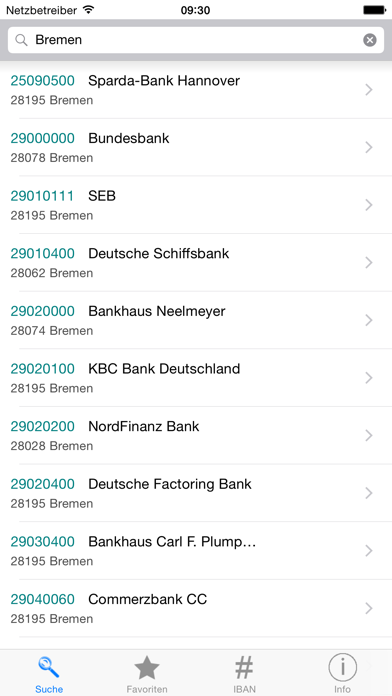 Screenshot #1 pour Bankleitzahlen