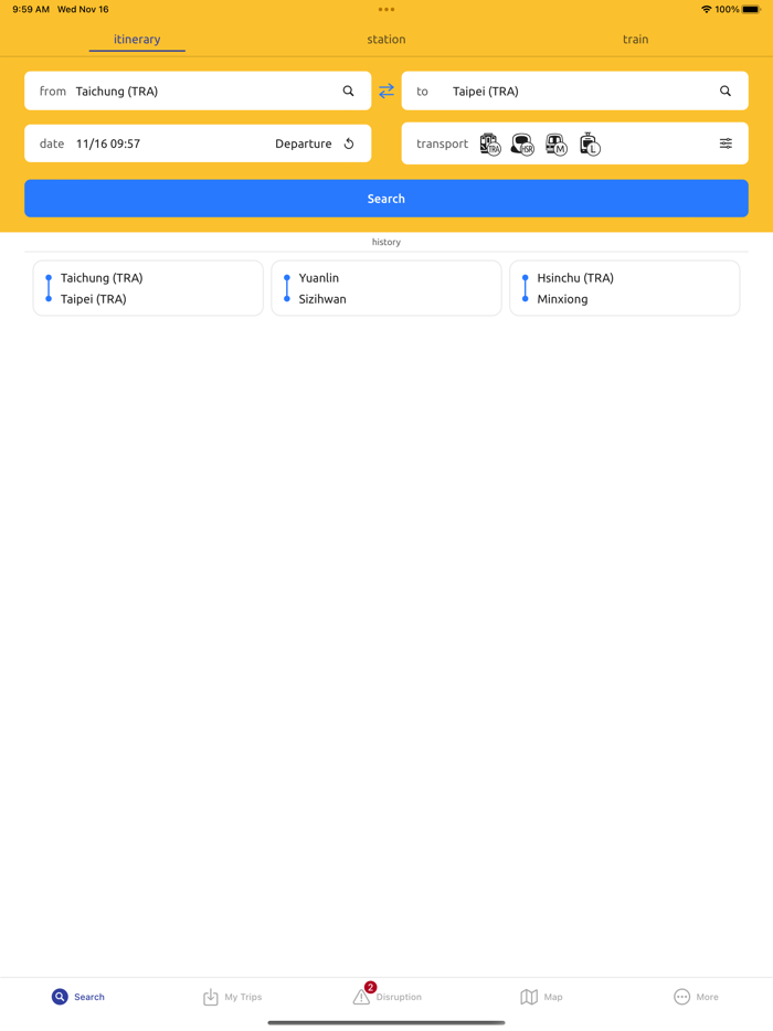 TransTaiwan 雙鐵-捷運 時刻表 路徑規劃