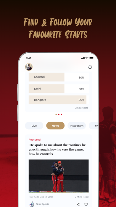 Bengaluru T20 Cricket Fan App Screenshot