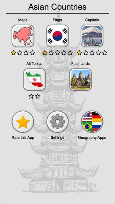 Asian Countries & Middle East - Flags and Capitals Screenshot