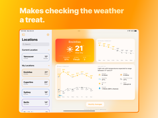 Mercury Weather iPad app afbeelding 4