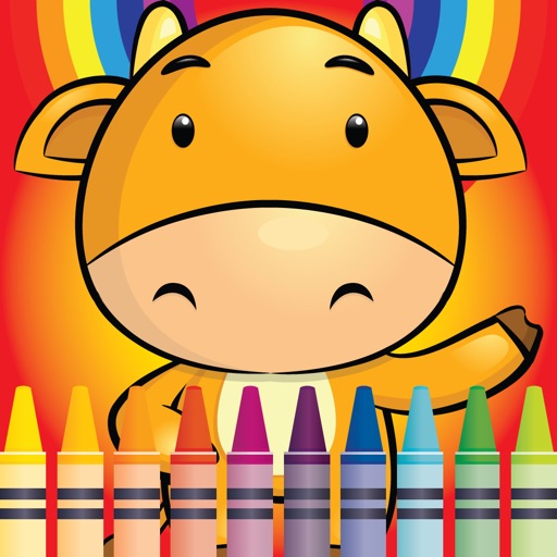 Coloring Cute Animal Farm fun doodling book icon