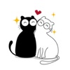 Black And White Kitty Love Sticker