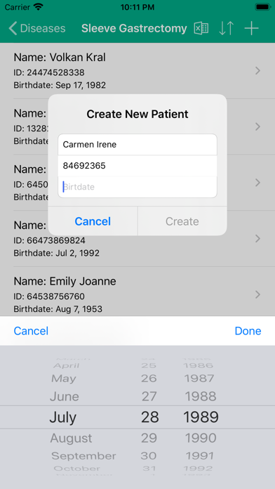 Medical Data Screenshot