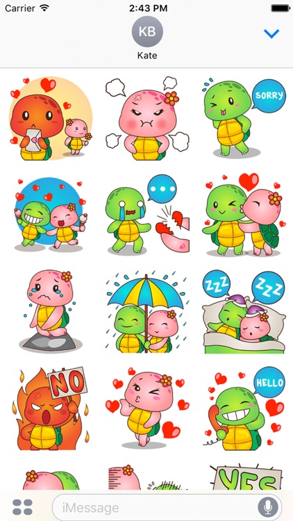 Pura the turtle in love for iMessage Sticker