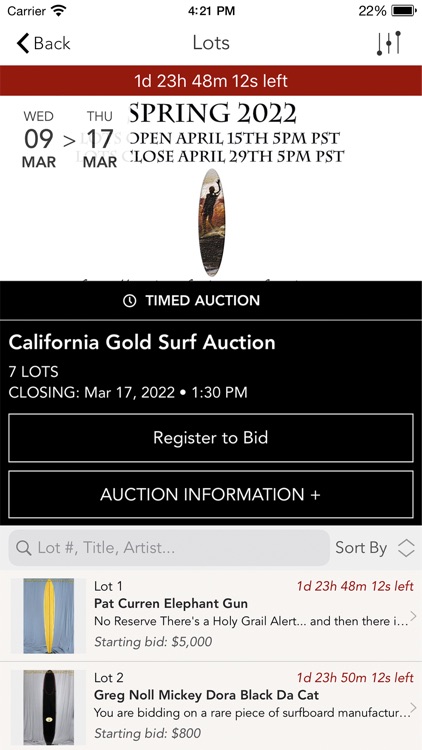 California Gold Surf Auction