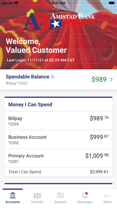 Amistad Bank Screenshot