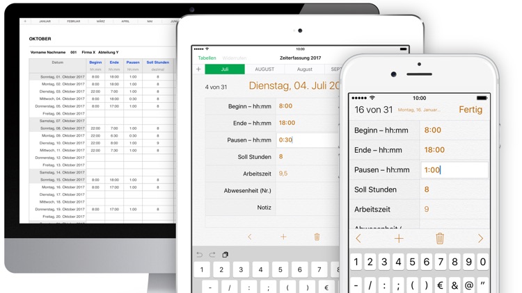 Zeiterfassung 2017 für Numbers