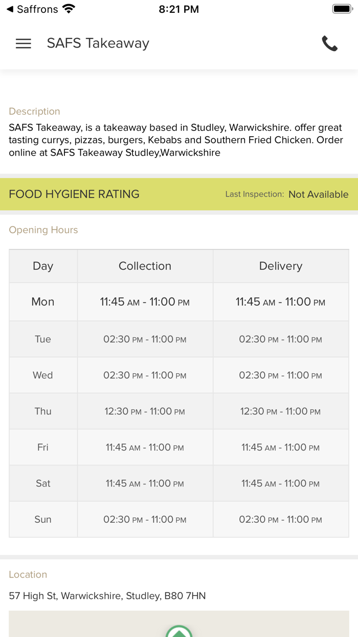 SAFS Takeaway Studley.