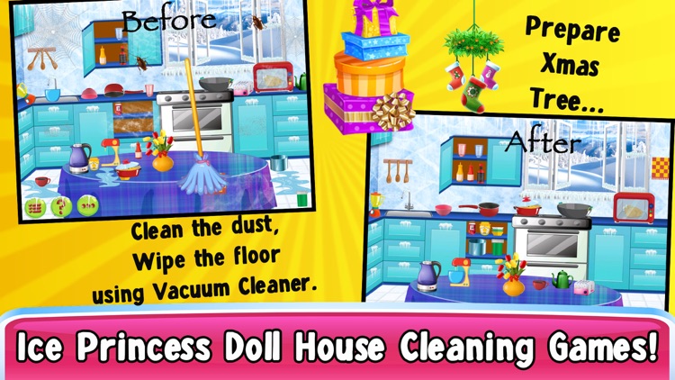 Ice Princess Doll House Cleaning Games