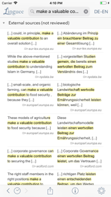 Dictionary Linguee screenshot