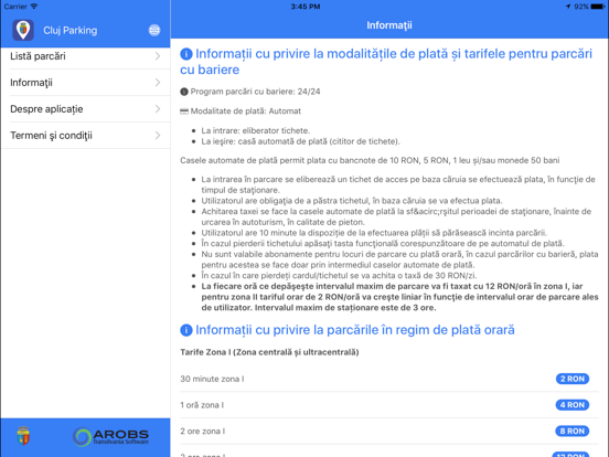 Cluj Parking iPad screenshot 4 - Utilities app