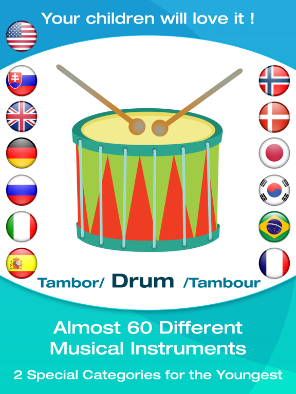 Musical Instruments Flashcards for Babies,Toddlers iPad screenshot 1 - Education app