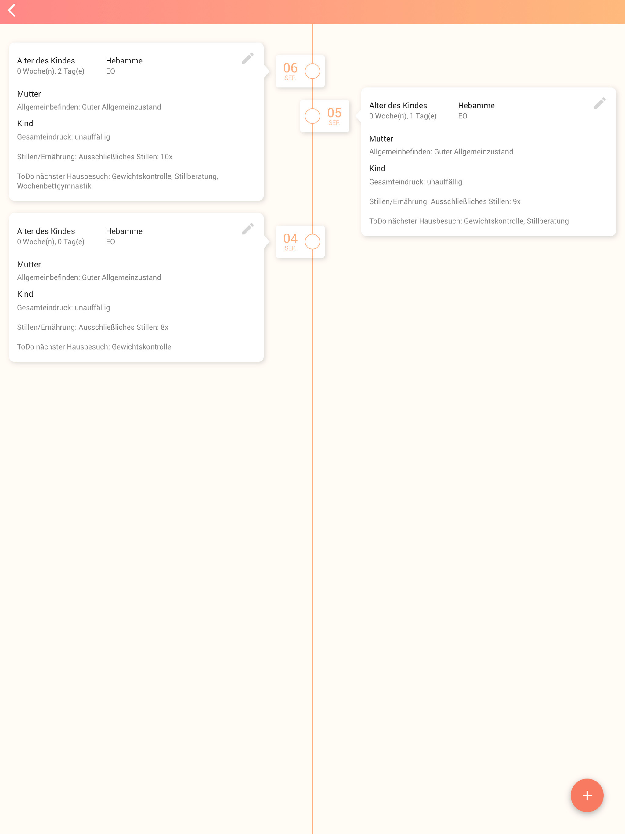 MyMidwife: Dokumentation