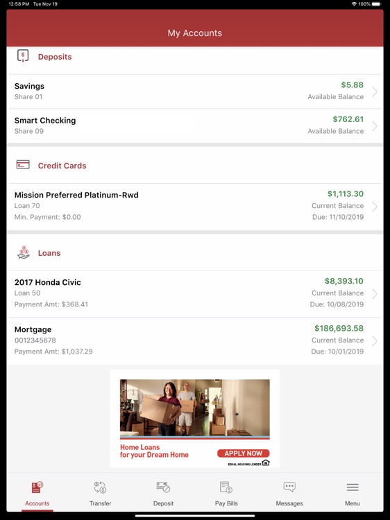 Mission Fed Banking for iPad