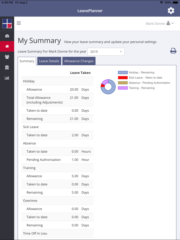 LeavePlanner iPad screenshot