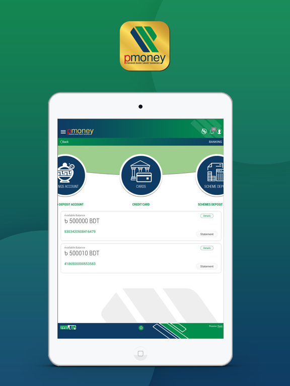 pmoney smart banking iPad screenshot