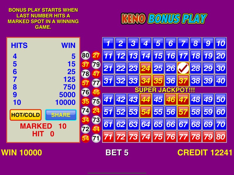 Keno Bonus Play screenshot 9