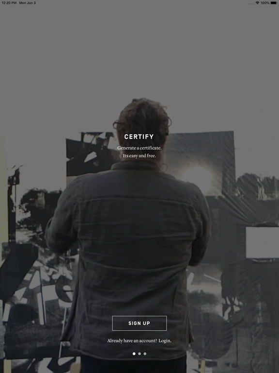 Verisart iPad screenshot 1 - Productivity app