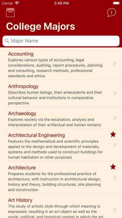 Screenshot #1 pour College Majors