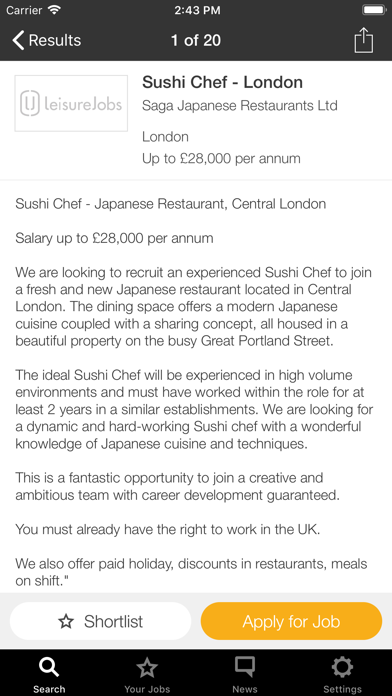 Leisurejobs - love what you do Screenshot