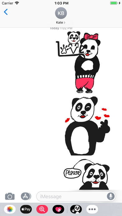 Panda with character iPhone screenshot 3 - Stickers app