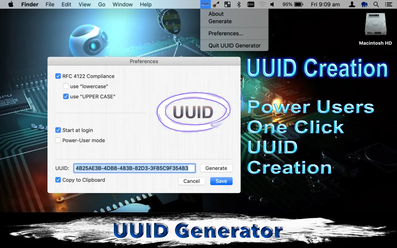 UUID Generator (macOS) Av: Unapproved Pty Ltd