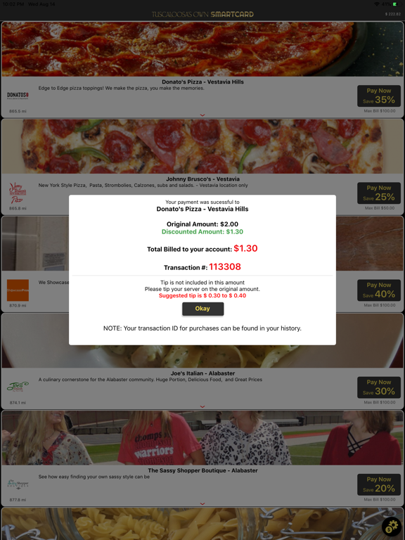 Tuscaloosas Own SmartCard iPad screenshot 4 - Entertainment app