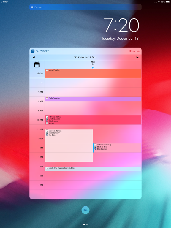 Screenshot #2 for Week Calendar Widget Extension