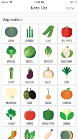 Ketogenic Keto diet food list screenshot