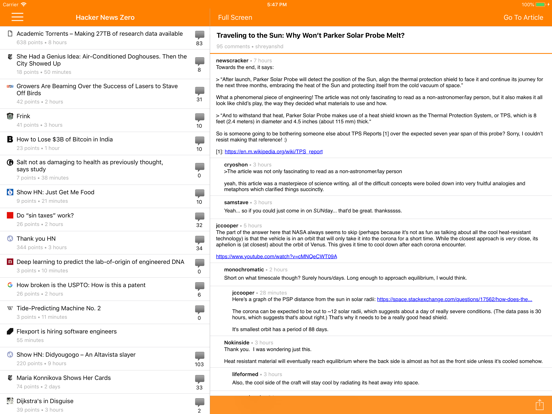 Hacker News Zero iPad screenshot 4 - News app