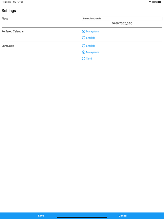 JDP Malayalam Calendar iPad screenshot 4 - Utilities app
