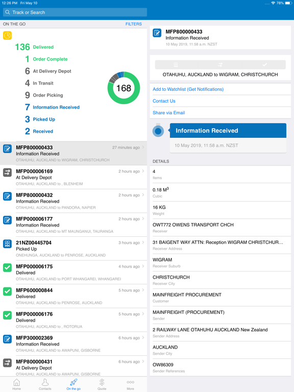 Mainfreight iPad screenshot 3 - Business app