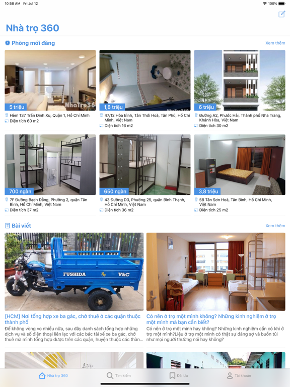 Nhà Trọ 360 - Thuê phòng iPad screenshot 1 - Lifestyle app