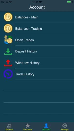Скриншот Mobile HitBTC на iPhone 7