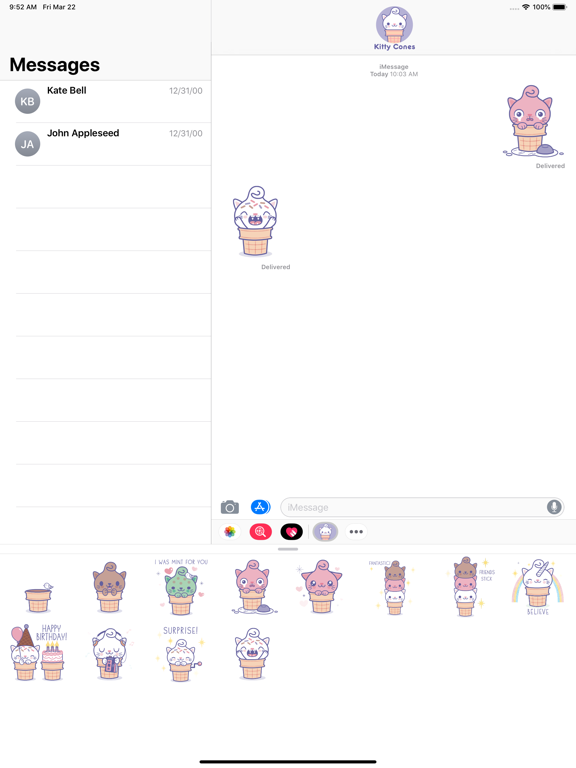 Kitty Cones Animated Stickers iPad screenshot 4 - Stickers app